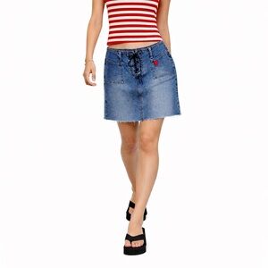 Y2K Bongo Low Rise Lace Up Jean Skirt Size 7